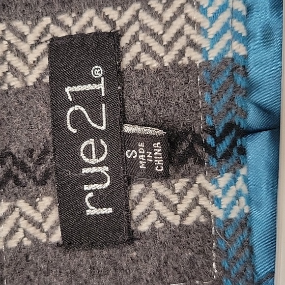 Rue21 Blue and Grey Plaid Peacoat - Picture 2 of 5